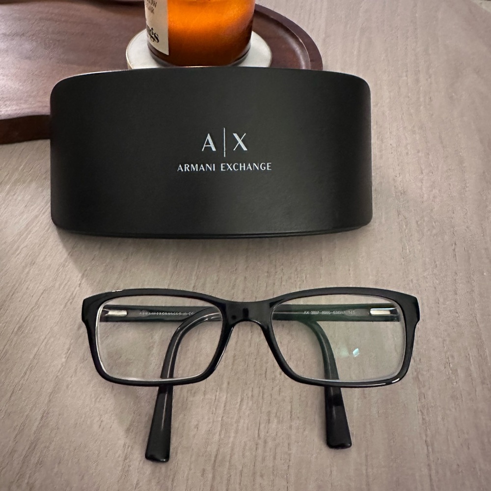 Armani Exchange Black Dark Gray Eye Glasses with Case